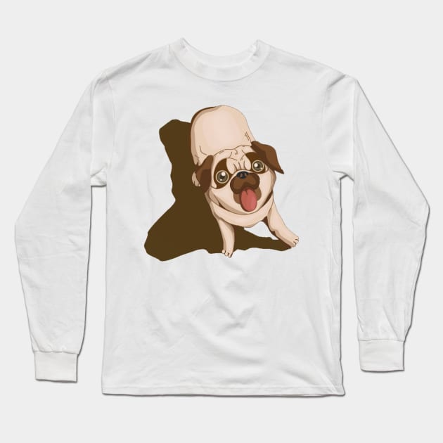 Cute Pug Long Sleeve T-Shirt by nickemporium1